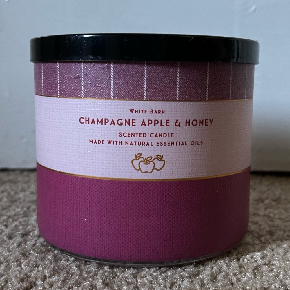 Bath & And Body Works White Barn  CHAMPAGNE APPLE And & HONEY 3 Wick Candle